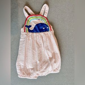Mini Boden seersucker whale romper/play suit